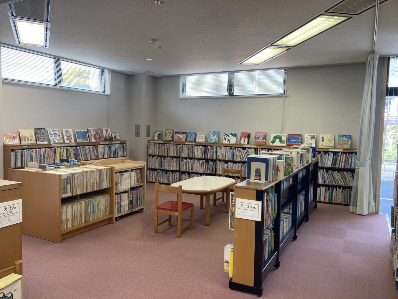 写真：宿毛市坂本図書館の絵本コーナーです。