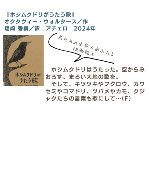 画像：『ホシムクドリがうたう歌』の本の表紙と紹介文です。